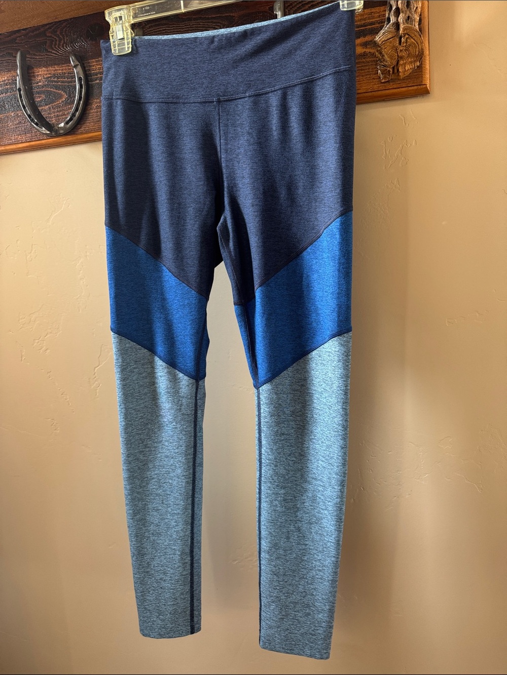 Outdoor Voices Colorblock Leggings in Navy, Royal & Heather Blue